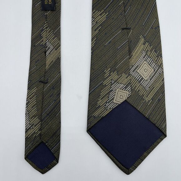 Giorgio Armani 100% Pure Silk Necktie Green Abstract Luxury Design Vintage Retro - Picture 4 of 16